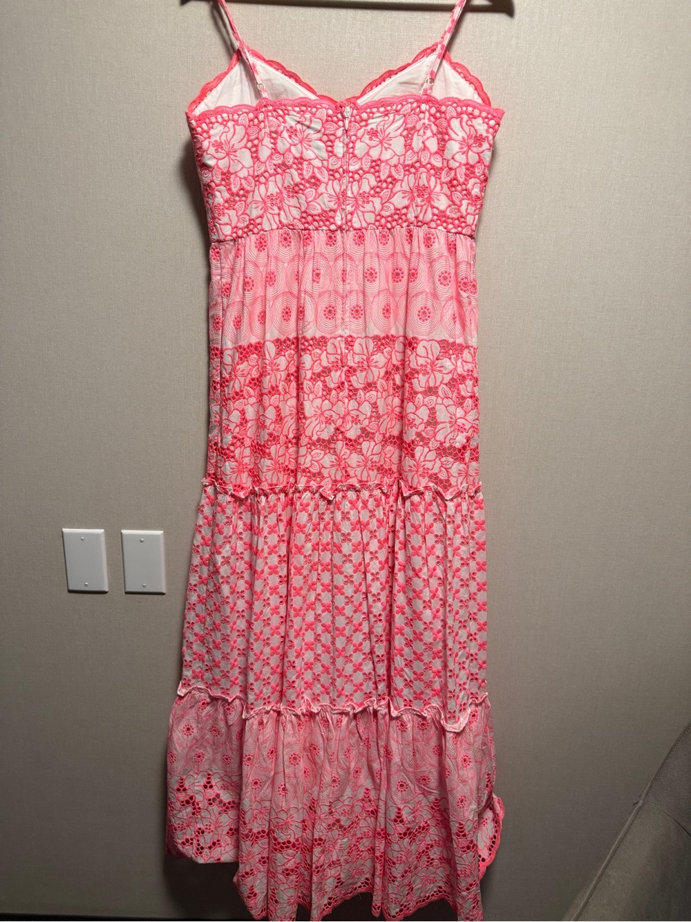 Lilly Pulitzer Pink Eyelet Embroidered Cotton Maxi Dress Size 10 Resort Floral - Picture 2 of 10